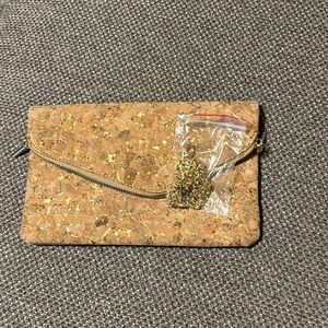 Francesca’s Cork Clutch with gold chain